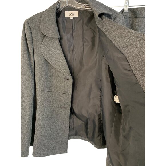 NWT Le Suit 18 Grey Herringbone 2 Piece Womens Suit Set Cuffable RDD10666 - Picture 10 of 11